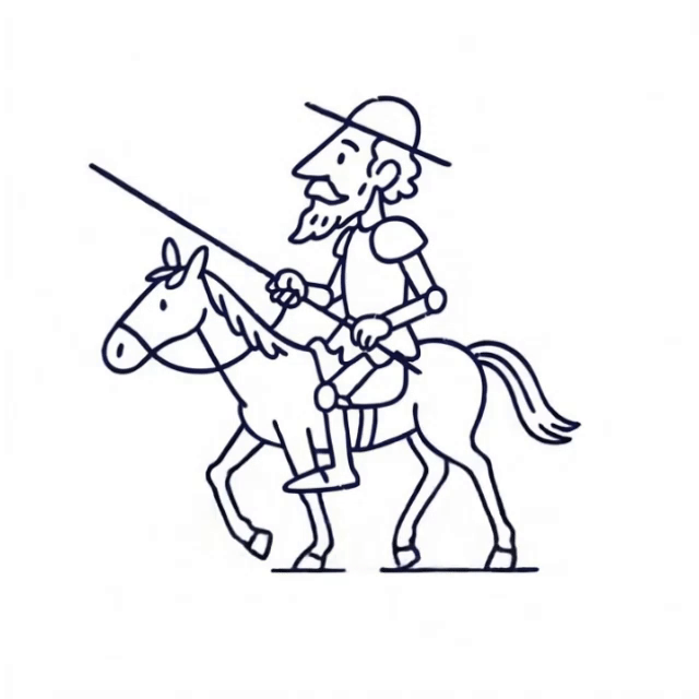Don quijote y sancho panza saludando